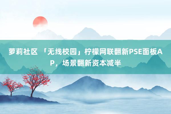 萝莉社区 「无线校园」柠檬网联翻新PSE面板AP，场景翻新资本减半