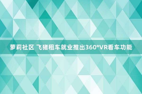 萝莉社区 飞猪租车就业推出360°VR看车功能