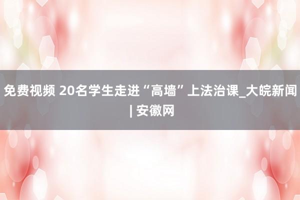 免费视频 20名学生走进“高墙”上法治课_大皖新闻 | 安徽网