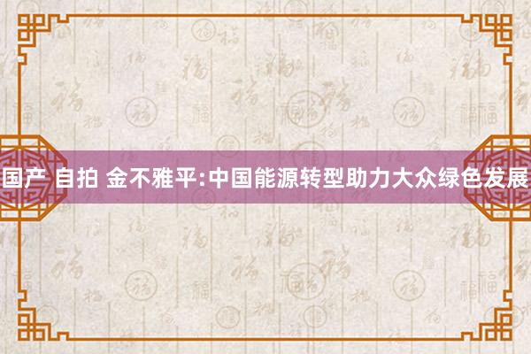 国产 自拍 金不雅平:中国能源转型助力大众绿色发展