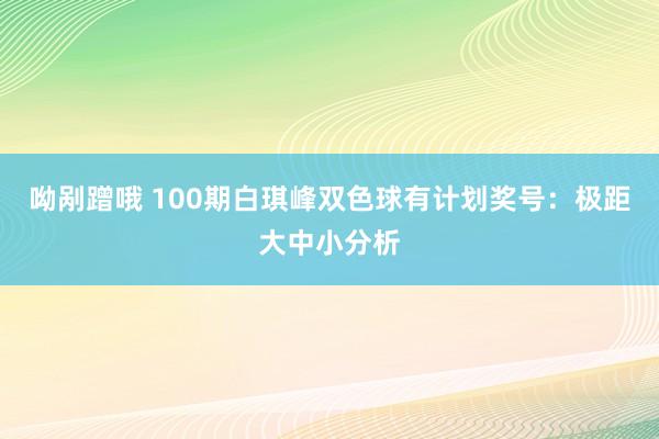 呦剐蹭哦 100期白琪峰双色球有计划奖号：极距大中小分析