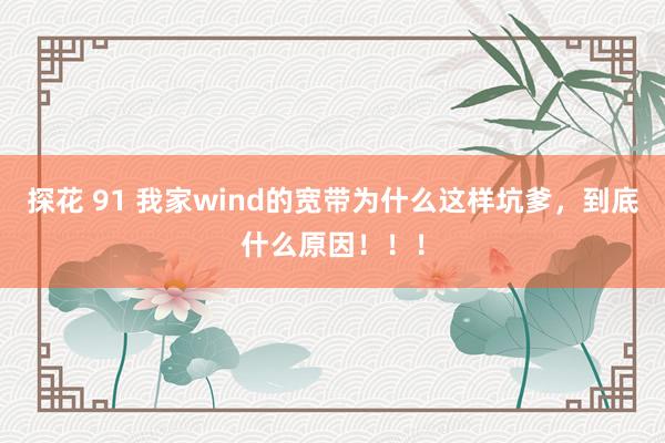 探花 91 我家wind的宽带为什么这样坑爹，到底什么原因！！！